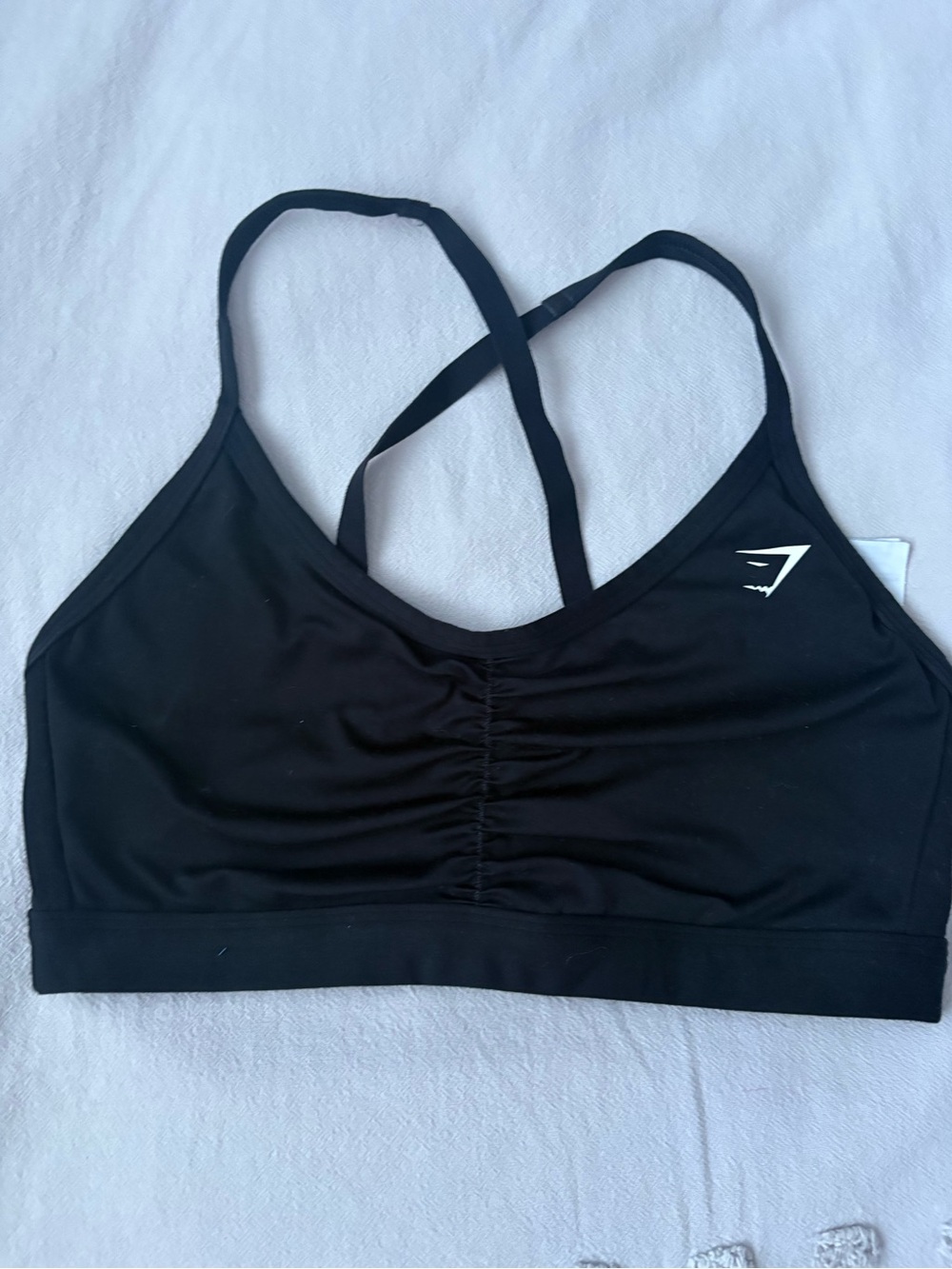 Gymshark Ruched Sports Bra with Crisscross Straps - Black